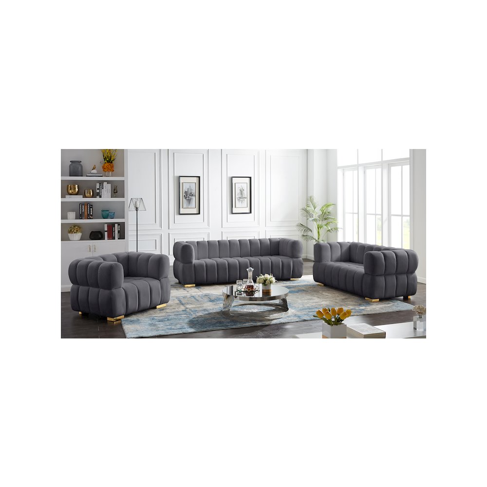 Gwen Grey Velvet Loveseat