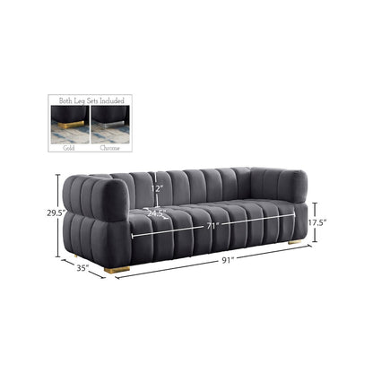Gwen Grey Velvet Sofa