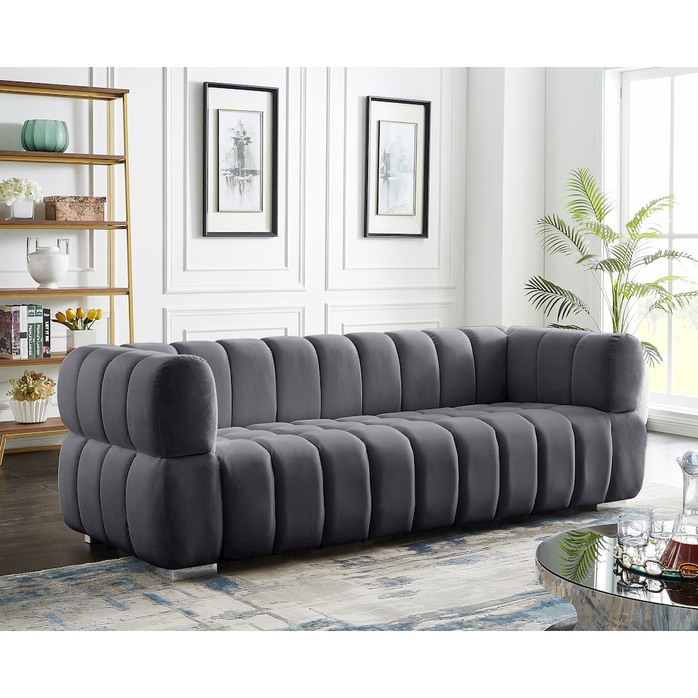 Gwen Grey Velvet Sofa