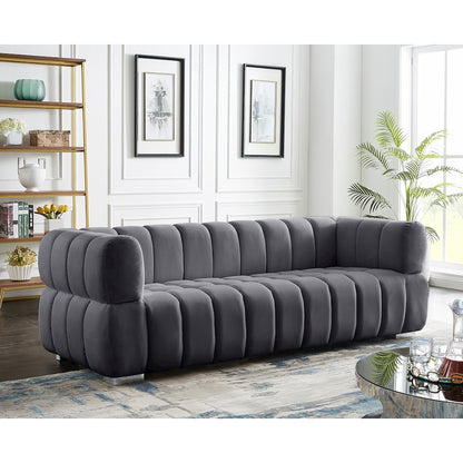 Gwen Grey Velvet Sofa