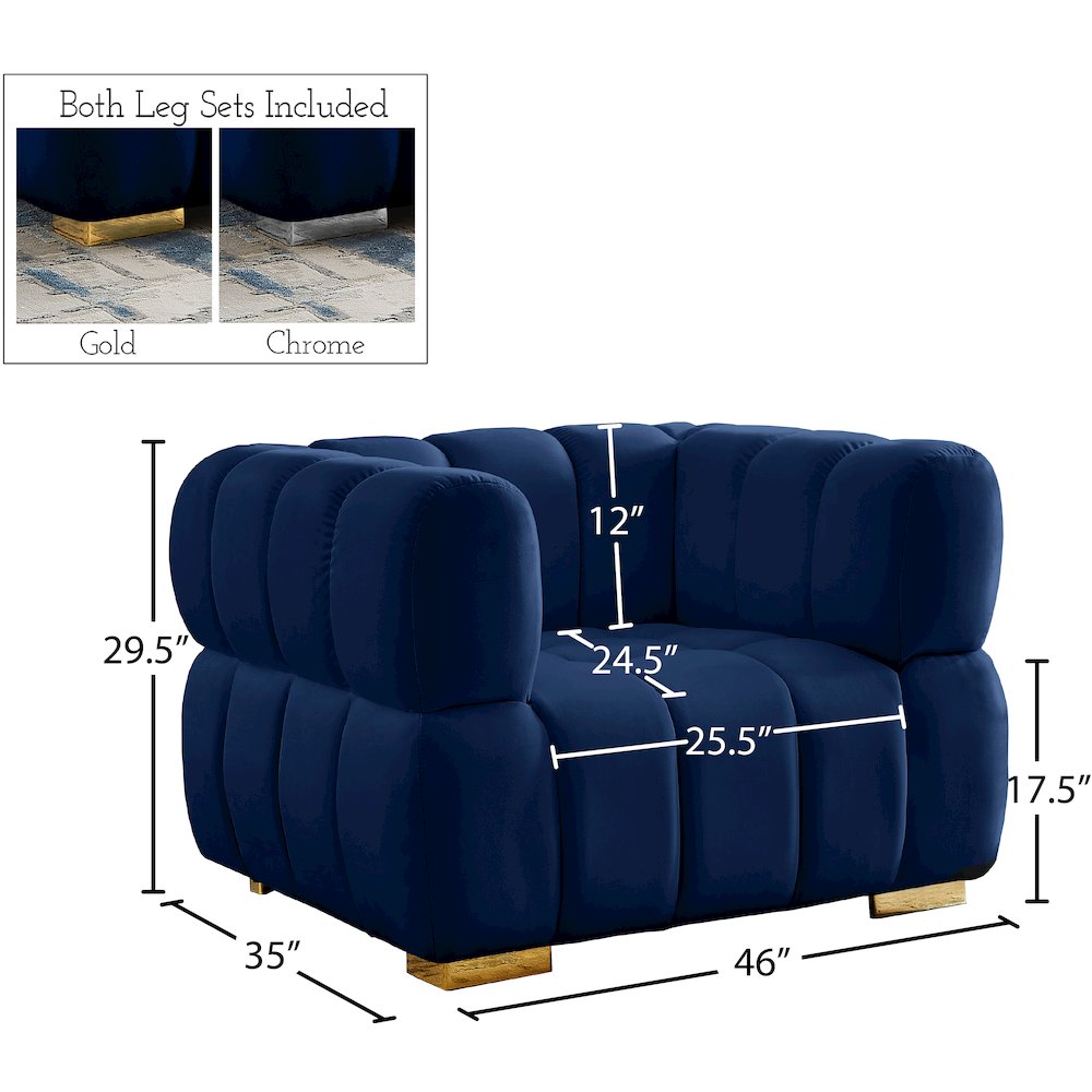 Gwen Navy Velvet Chair