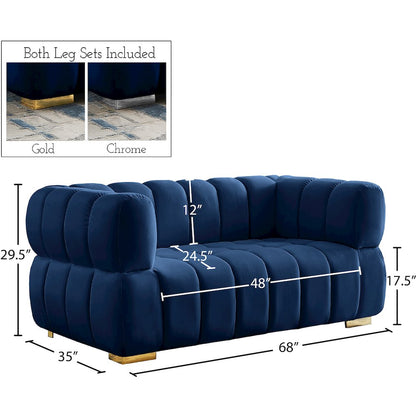Gwen Navy Velvet Loveseat