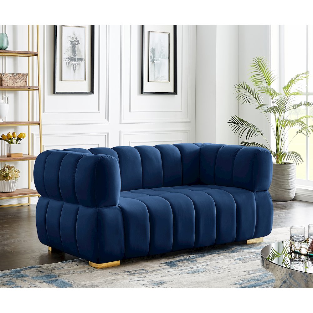 Gwen Navy Velvet Loveseat
