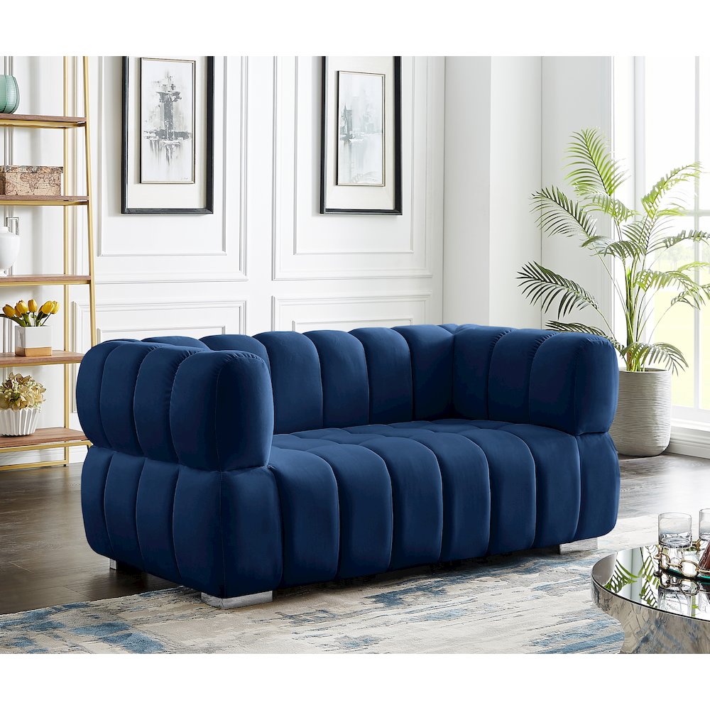 Gwen Navy Velvet Loveseat