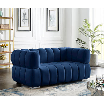 Gwen Navy Velvet Loveseat