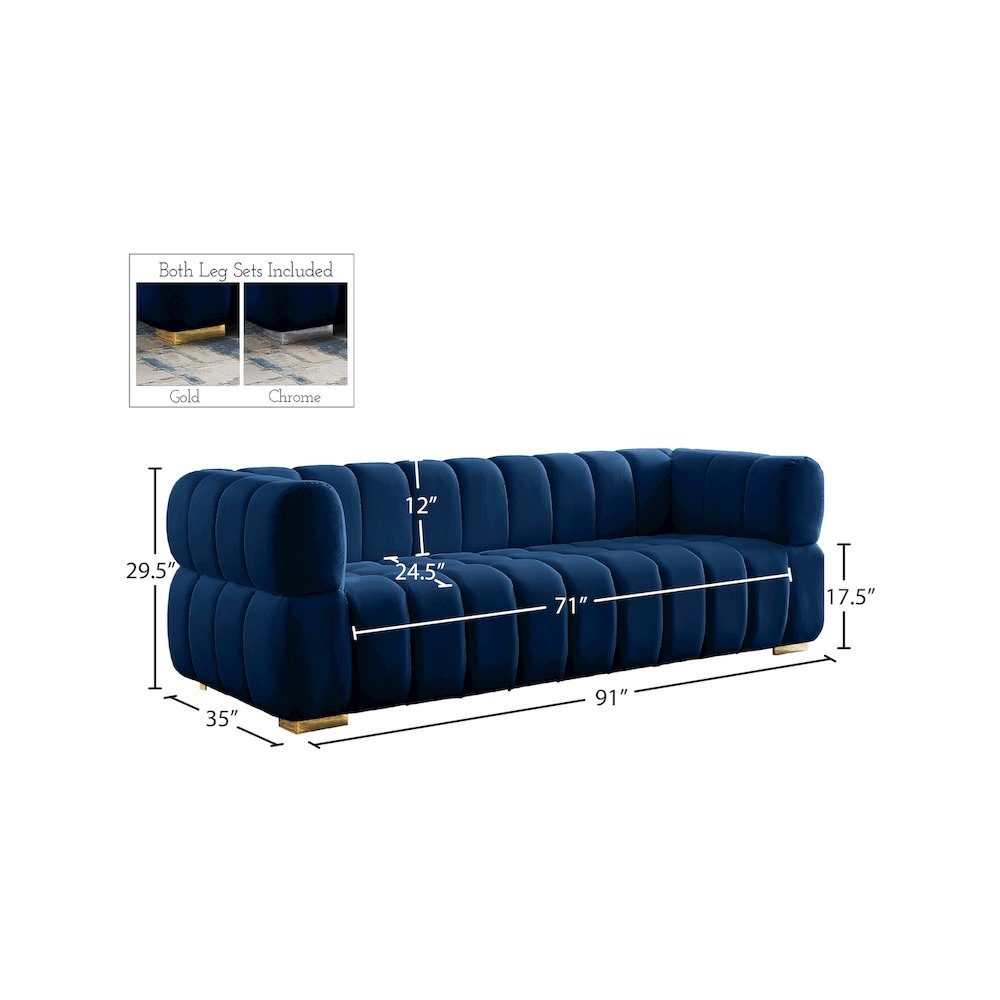 Gwen Navy Velvet Sofa