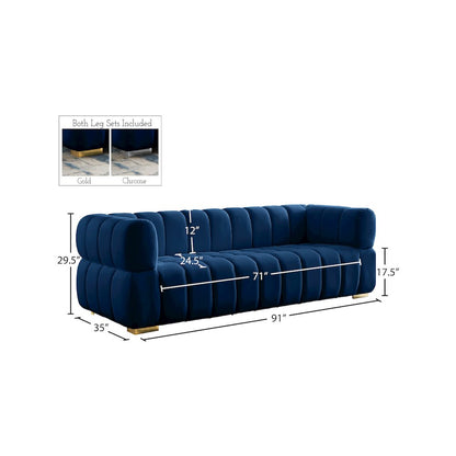 Gwen Navy Velvet Sofa