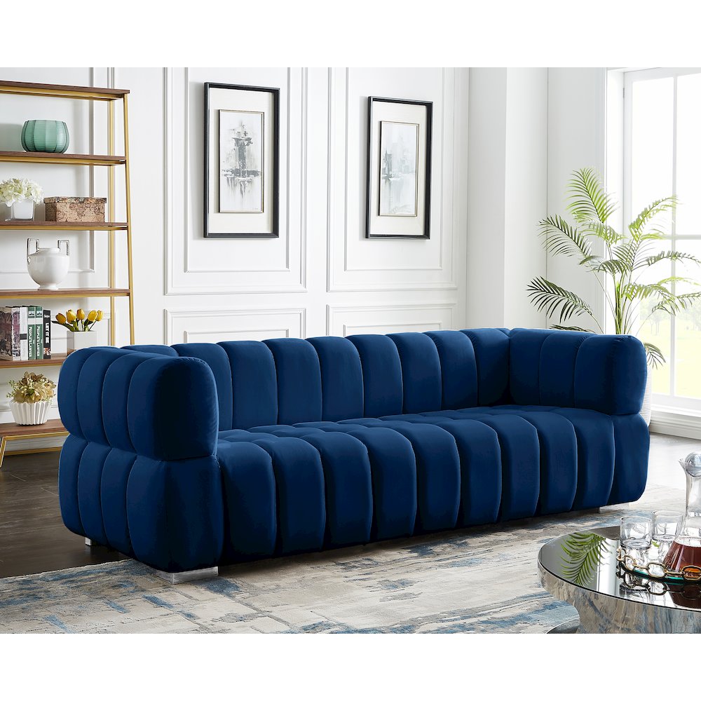Gwen Navy Velvet Sofa