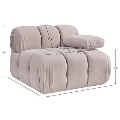 Orin Beige Velvet Performance Fabric Upholstered Modular Chair