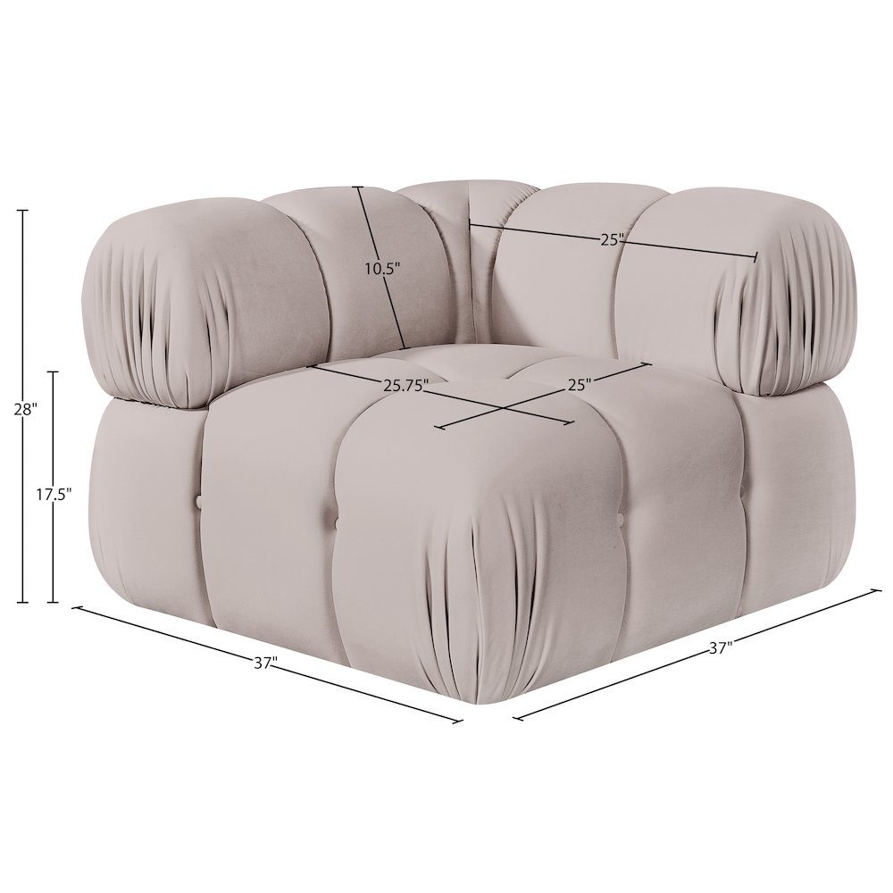 Orin Beige Velvet Performance Fabric Upholstered Modular Corner Chair