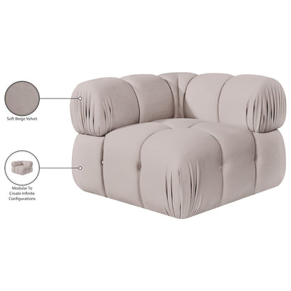 Orin Beige Velvet Performance Fabric Upholstered Modular Corner Chair