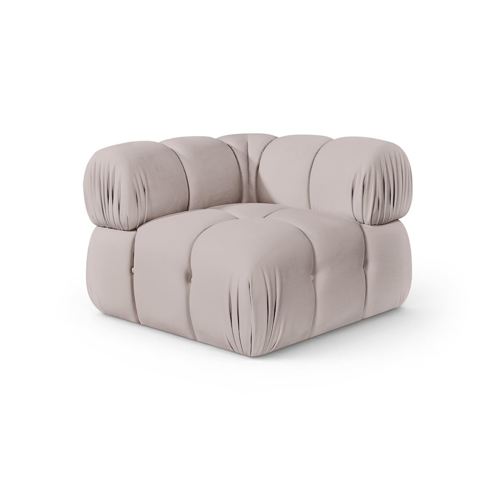 Orin Beige Velvet Performance Fabric Upholstered Modular Corner Chair