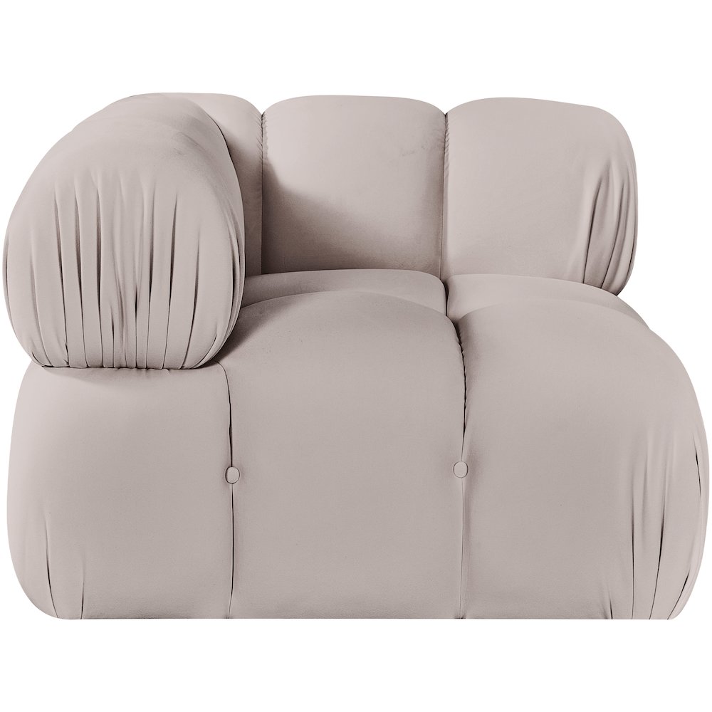 Orin Beige Velvet Performance Fabric Upholstered Modular Corner Chair