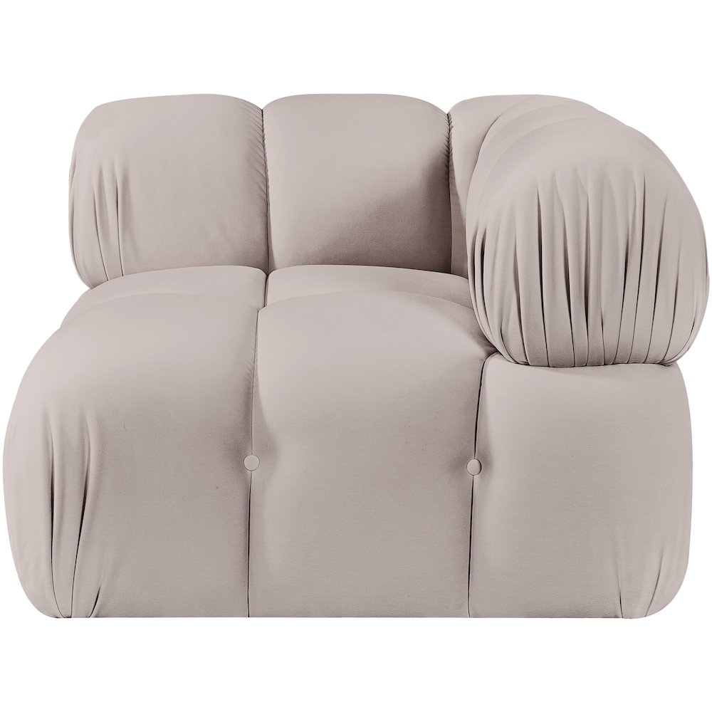 Orin Beige Velvet Performance Fabric Upholstered Modular Corner Chair