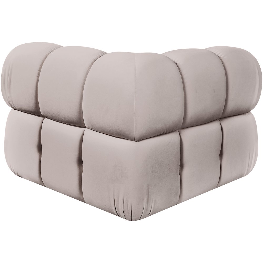 Orin Beige Velvet Performance Fabric Upholstered Modular Corner Chair