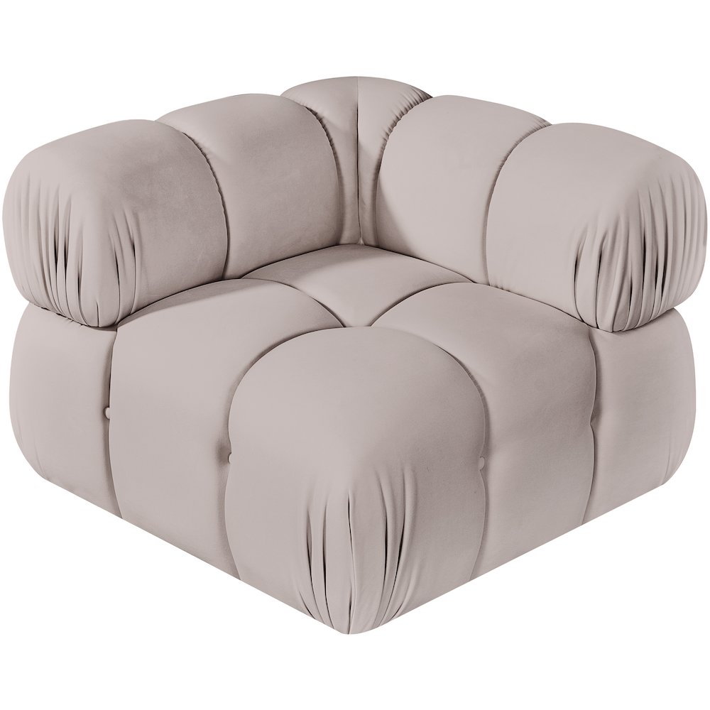 Orin Beige Velvet Performance Fabric Upholstered Modular Corner Chair