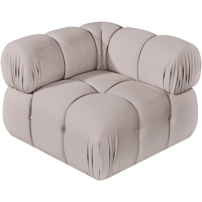 Orin Beige Velvet Performance Fabric Upholstered Modular Corner Chair