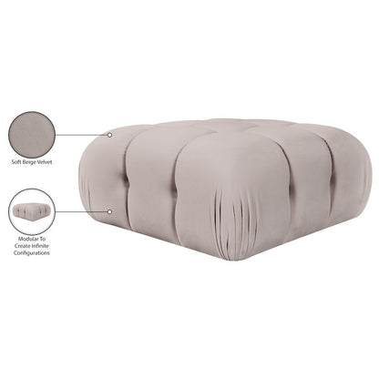 Orin Beige Velvet Performance Fabric Upholstered Modular Ottoman