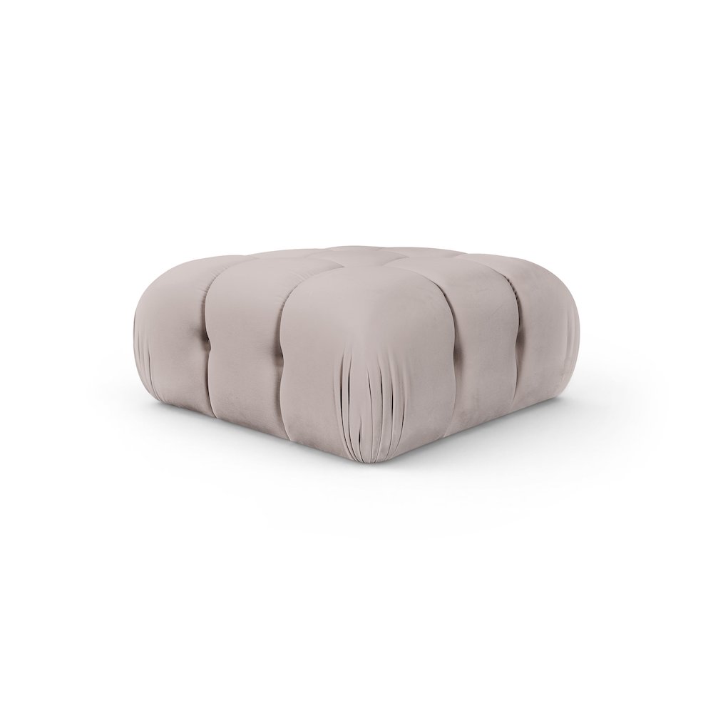 Orin Beige Velvet Performance Fabric Upholstered Modular Ottoman