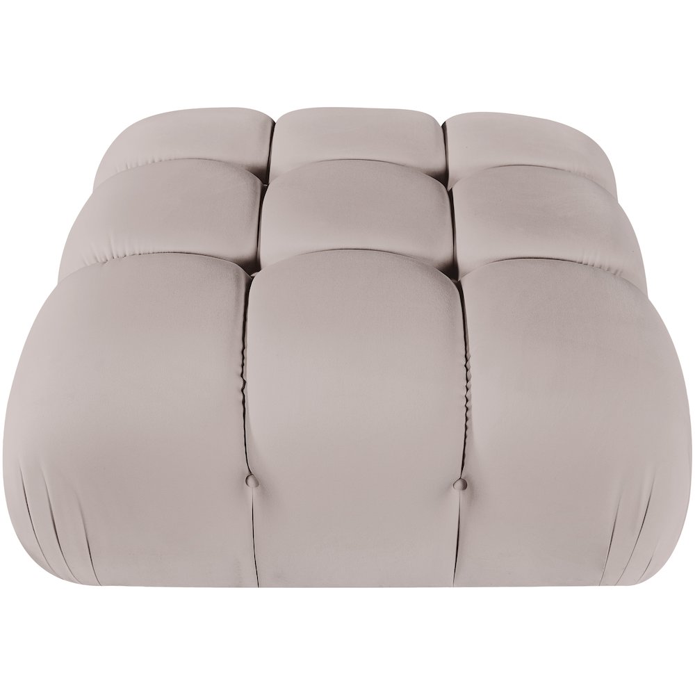 Orin Beige Velvet Performance Fabric Upholstered Modular Ottoman