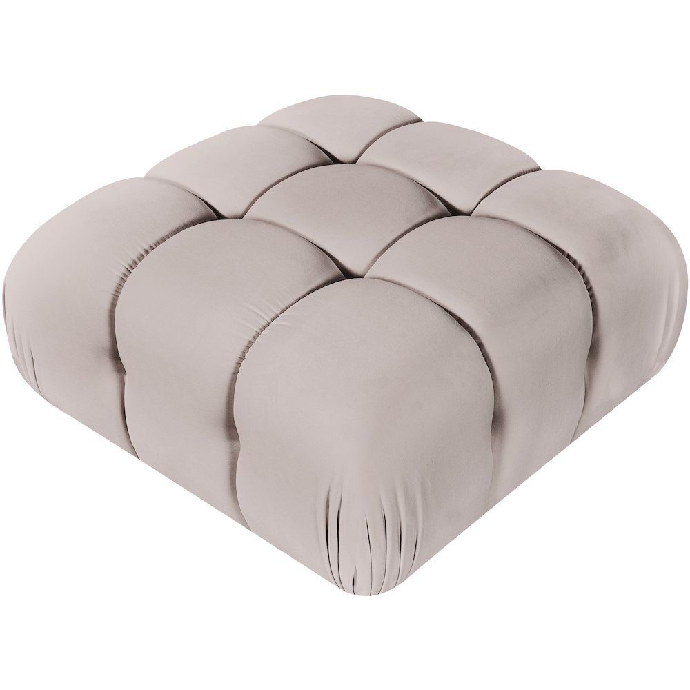 Orin Beige Velvet Performance Fabric Upholstered Modular Ottoman