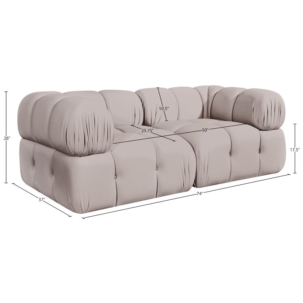 Orin Beige Velvet Performance Fabric Upholstered 2 pc. Modular Sofa