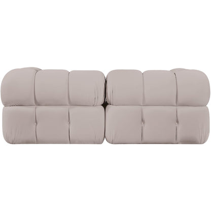 Orin Beige Velvet Performance Fabric Upholstered 2 pc. Modular Sofa