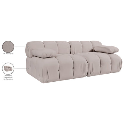 Orin Beige Velvet Performance Fabric Upholstered 2 pc. Modular Sofa
