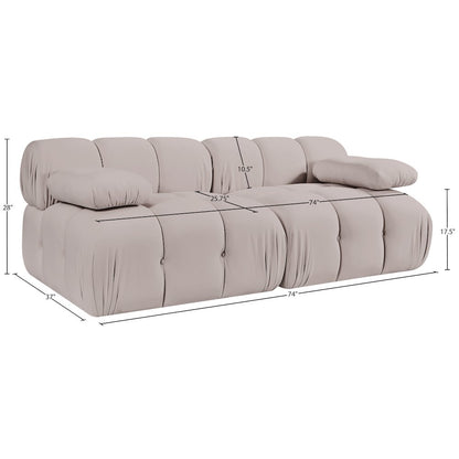 Orin Beige Velvet Performance Fabric Upholstered 2 pc. Modular Sofa