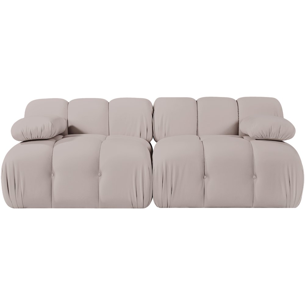 Orin Beige Velvet Performance Fabric Upholstered 2 pc. Modular Sofa