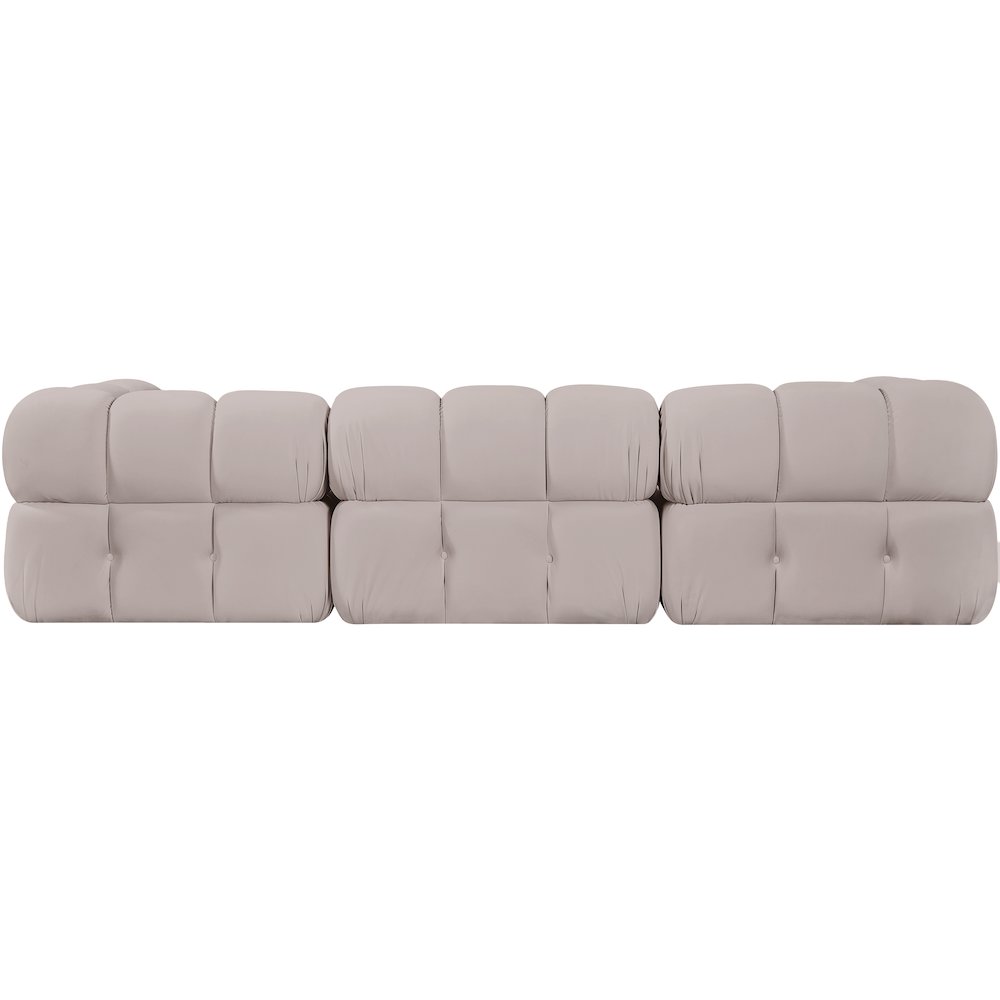 Orin Beige Velvet Performance Fabric Upholstered 3 pc. Modular Sofa