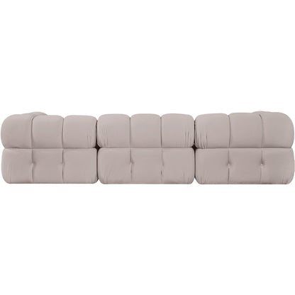 Orin Beige Velvet Performance Fabric Upholstered 3 pc. Modular Sofa