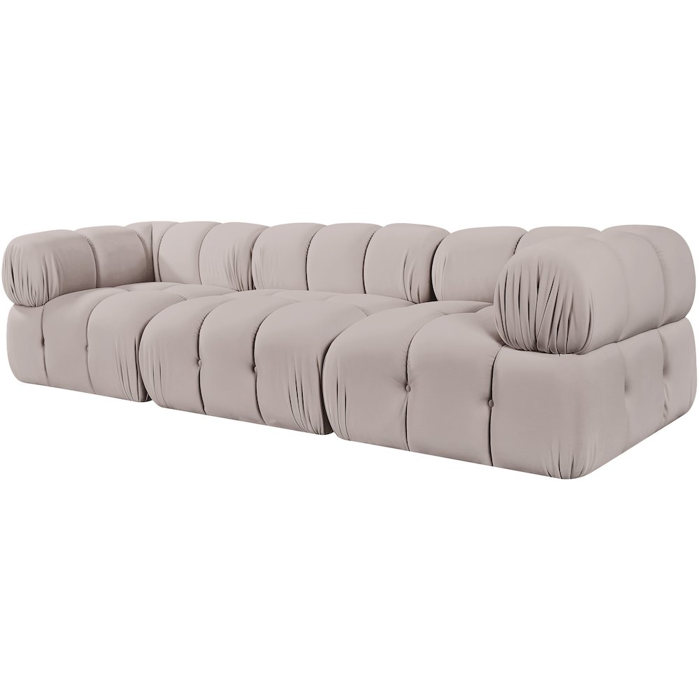 Orin Beige Velvet Performance Fabric Upholstered 3 pc. Modular Sofa