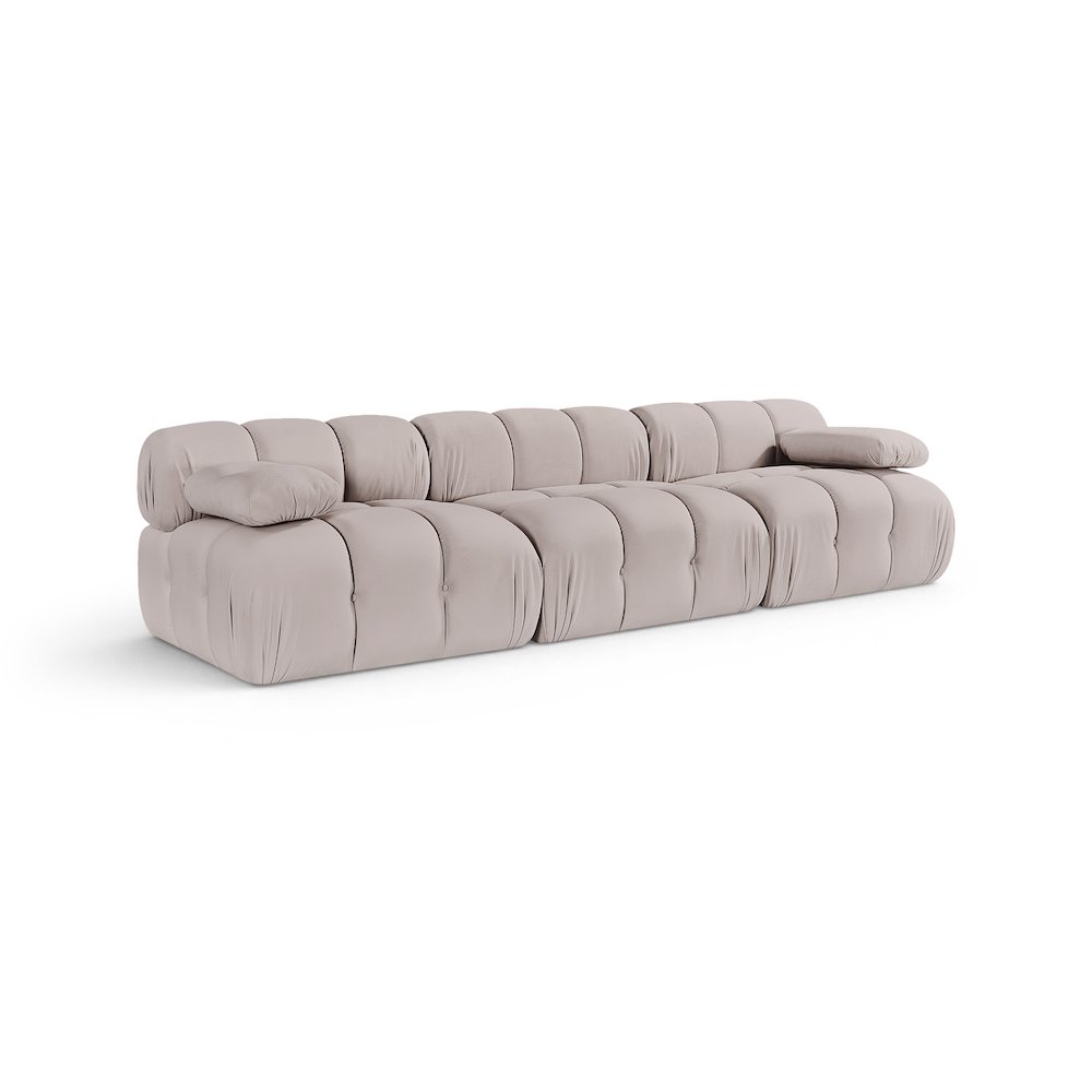 Orin Beige Velvet Performance Fabric Upholstered 3 pc. Modular Sofa