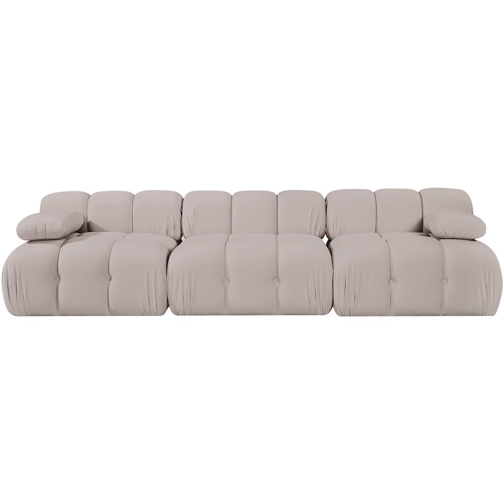 Orin Beige Velvet Performance Fabric Upholstered 3 pc. Modular Sofa