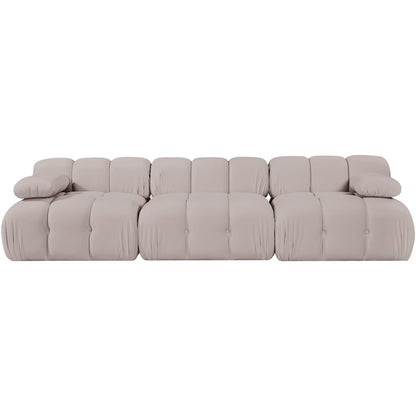 Orin Beige Velvet Performance Fabric Upholstered 3 pc. Modular Sofa