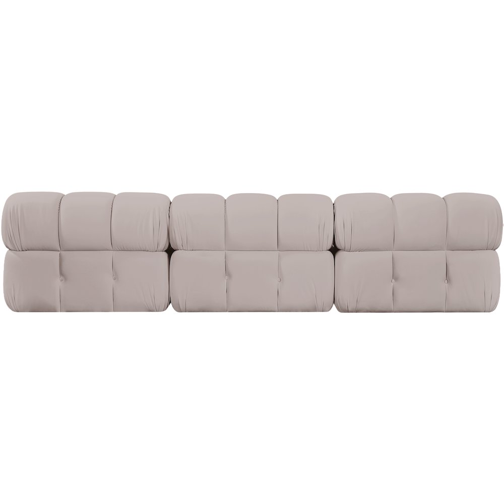 Orin Beige Velvet Performance Fabric Upholstered 3 pc. Modular Sofa