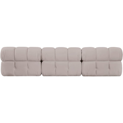 Orin Beige Velvet Performance Fabric Upholstered 3 pc. Modular Sofa