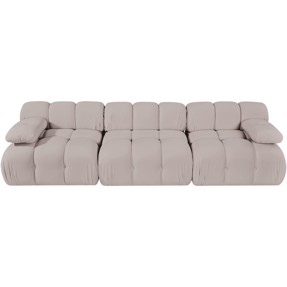 Orin Beige Velvet Performance Fabric Upholstered 3 pc. Modular Sofa