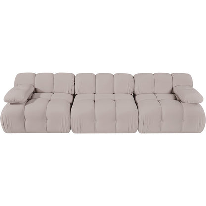 Orin Beige Velvet Performance Fabric Upholstered 3 pc. Modular Sofa