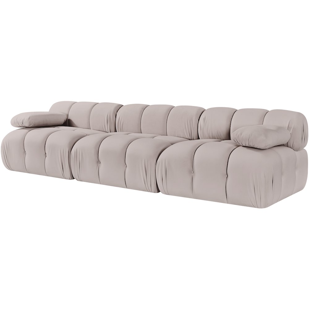 Orin Beige Velvet Performance Fabric Upholstered 3 pc. Modular Sofa