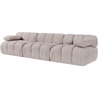 Orin Beige Velvet Performance Fabric Upholstered 3 pc. Modular Sofa