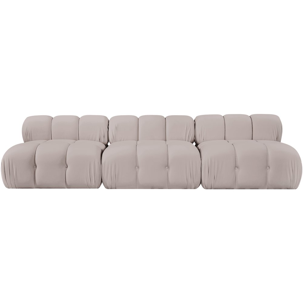Orin Beige Velvet Performance Fabric Upholstered 3 pc. Modular Sofa