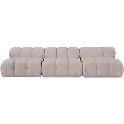 Orin Beige Velvet Performance Fabric Upholstered 3 pc. Modular Sofa