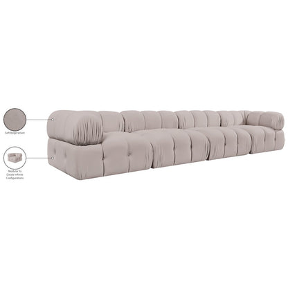 Orin Beige Velvet Performance Fabric Upholstered 4 pc. Modular Sofa