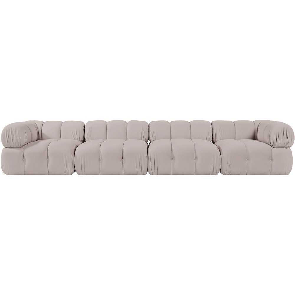 Orin Beige Velvet Performance Fabric Upholstered 4 pc. Modular Sofa