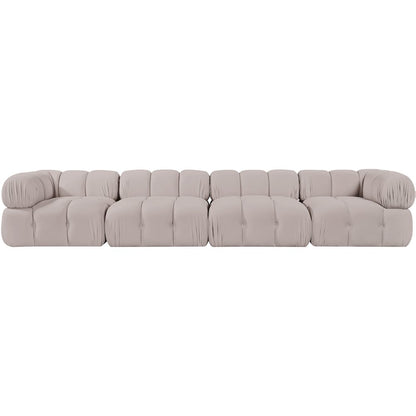 Orin Beige Velvet Performance Fabric Upholstered 4 pc. Modular Sofa