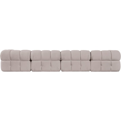 Orin Beige Velvet Performance Fabric Upholstered 4 pc. Modular Sofa