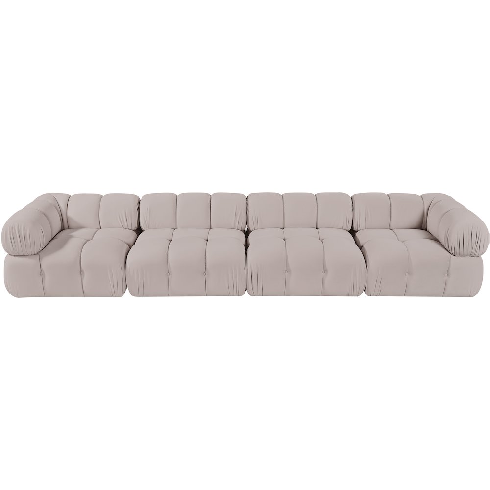 Orin Beige Velvet Performance Fabric Upholstered 4 pc. Modular Sofa