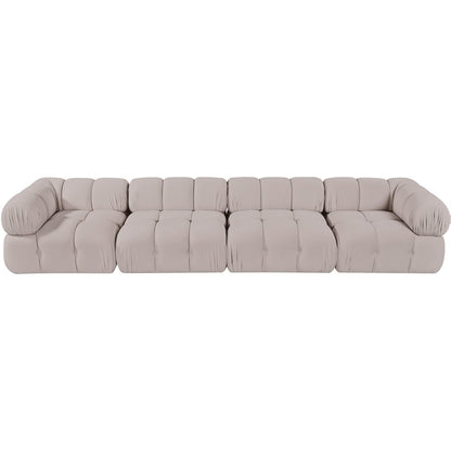 Orin Beige Velvet Performance Fabric Upholstered 4 pc. Modular Sofa